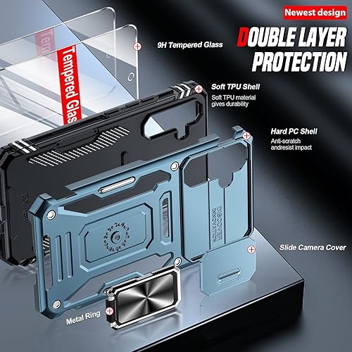 Miniatura 3 de LeYi Funda para Samsung Galaxy A54 5G funda para Samsung Galaxy A54 con cubierta deslizante para cámara + 2 protectores de pantalla, anillo