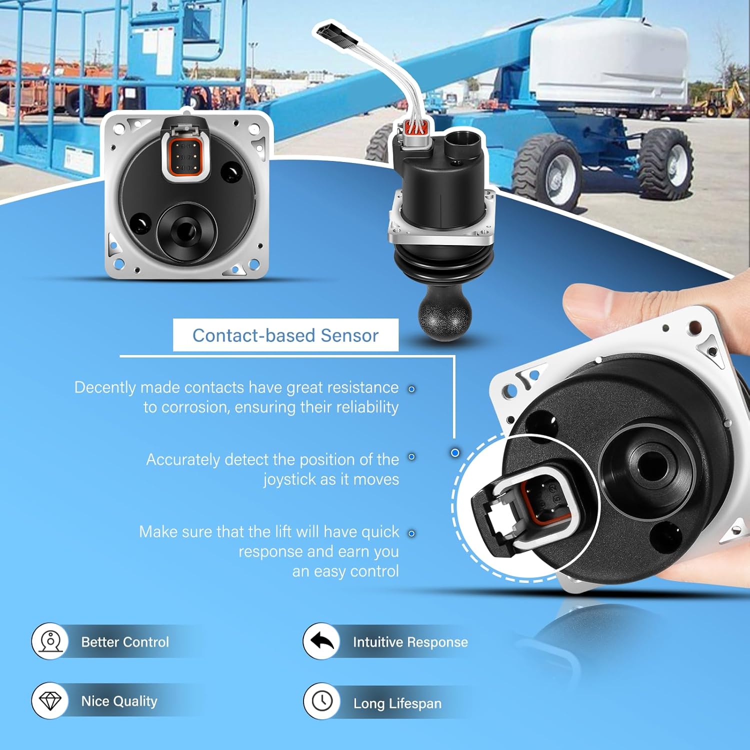 Dual Axis Ball Handle Joystick Controller with Harness Adapter 101174 101174GT Compatible with Genie Lifts S-45, S-60, S-65, S-80, S-85, S-100, S-120, Z-45/25J IC, Z-51/30J, Z-60/34