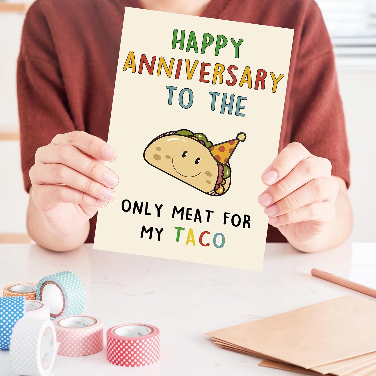OJsensai Cute Anniversary Taco Card Gifts for Men Him Husband Wife image 5