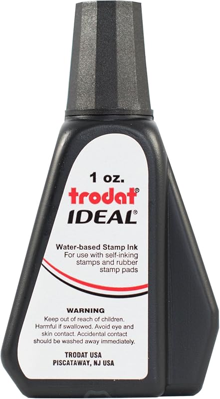 Trodat 45173 Ideal Premium Replacement Ink for Use with Most Self Inking and Rubber Stamp Pads, 1oz., Black