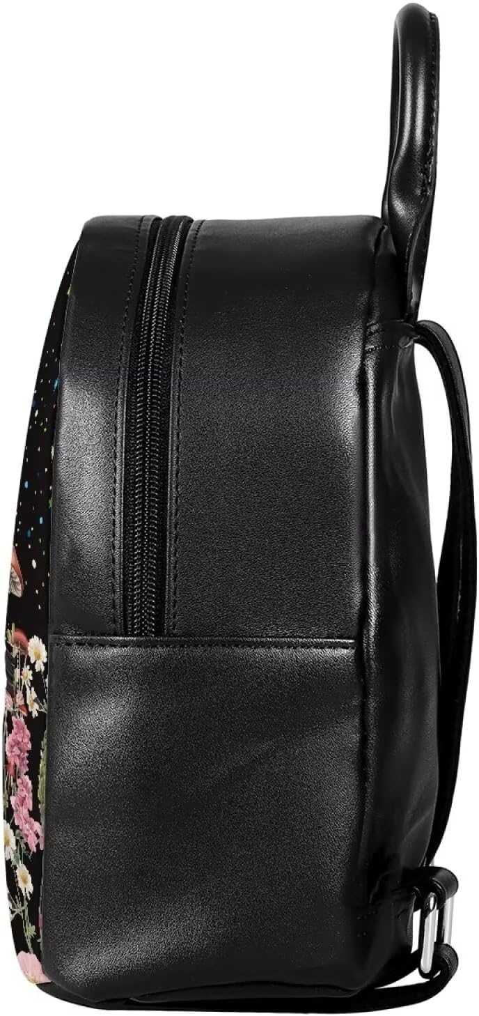 Cozeyat Mushroom Moth Mini Backpack Butterfly Moth Fashion Backpack Purse for Women,Handbag Shoulder Bag Casual Daypack, Ladies Gift for College Work
