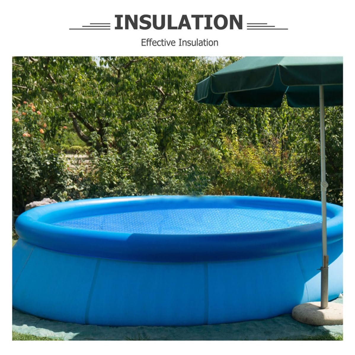 Happyyami Couverture de Piscine Ronde en PE pour Spa Gonflable et Piscine Enterrée, Protection Thermique et Prévention des Débris, pour L'