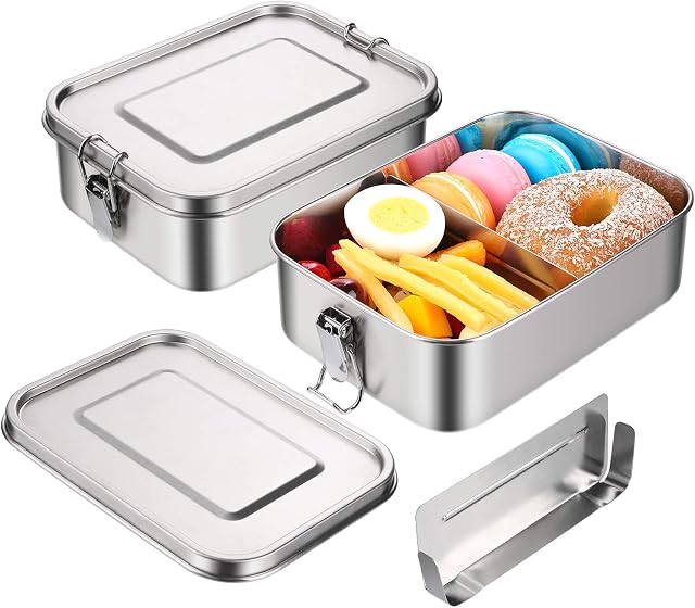 Bento Lunch Box with Compartment Leakproof Lunch Containers Stainless Steel 1200ml for Kids Adults