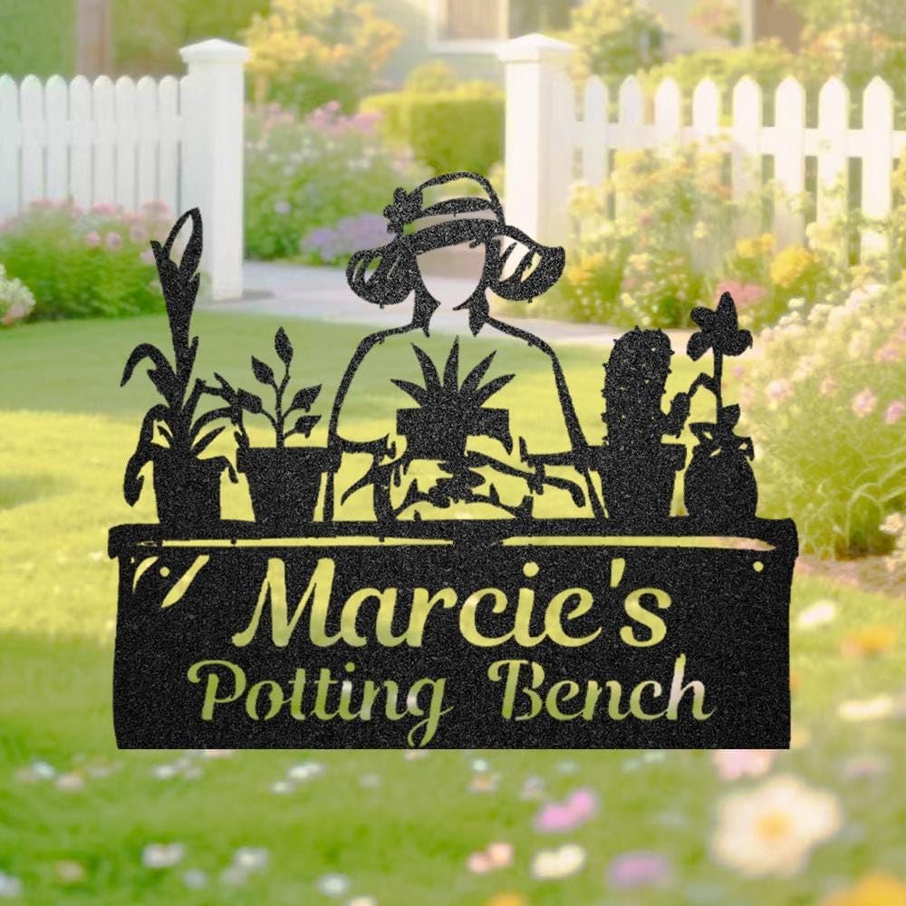 Personalized Metal Gardeners Potting Bench Sign, Custom Name Yard Plaque, Potting Shed Marker, Gardening Gift, Metal Garden Stake, Outdoor Decoration, Plant Lover Gift