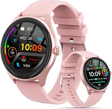 Smart Watch for Men, 1.39" HD Touchscreen Smartwatch with 120 Sports Modes, Alexa Built-in, Heart Rate/Sleep Monitor, Bluetooth Call & Music Control Fitness Watch for iPhone/Android Pink