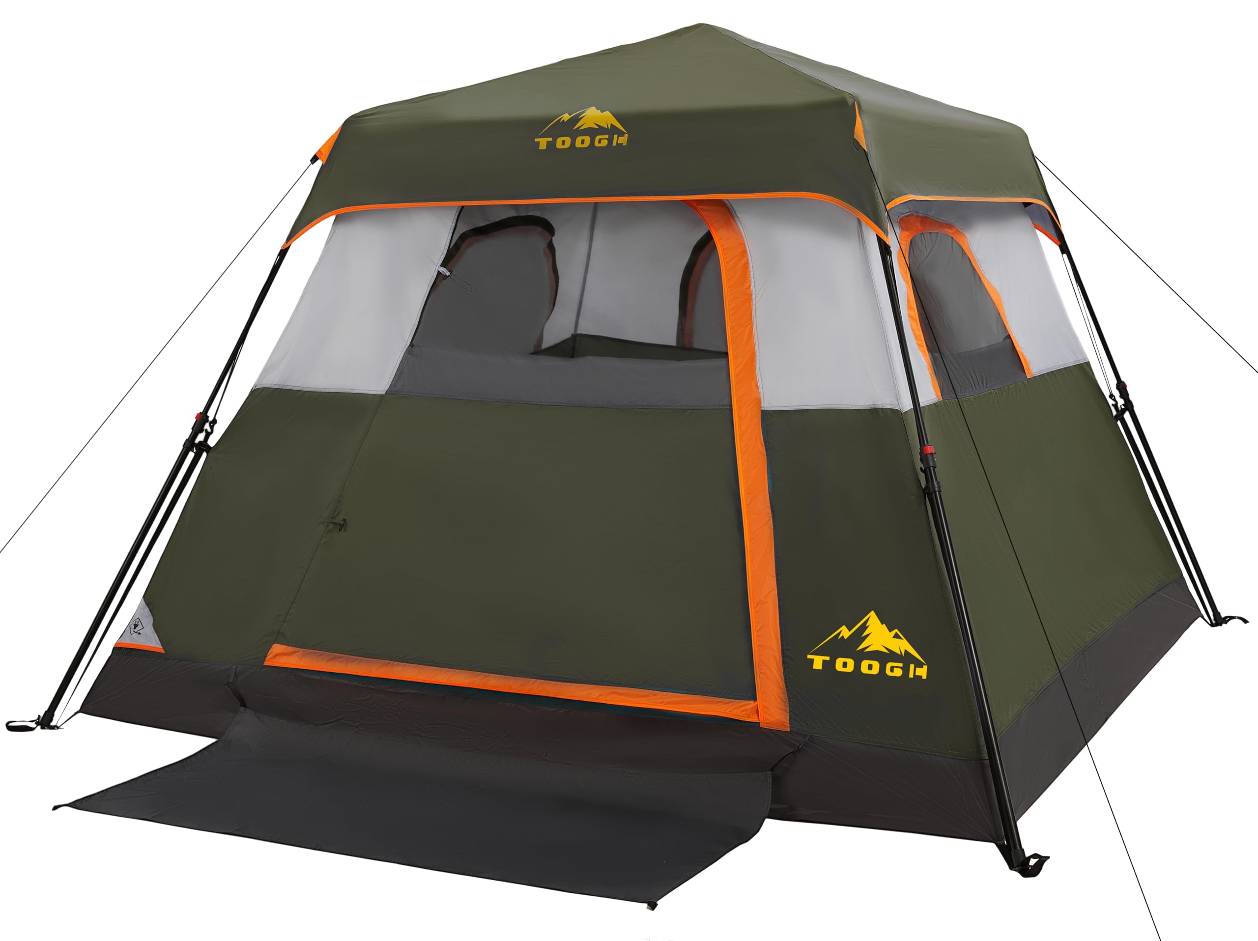 3/4 Person Camping Tent with 1 Door, 4 Windows, and Upgraded Ventilation– Instant Setup, Waterproof, 8'x 8'x 67''Oxford Fabric Floor Pop Up in 60 Seconds Includes Rainfly and Backpack