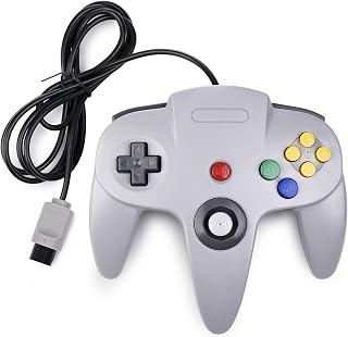 KIWITATA Classic Wired N64 Controller - Retro Gray Joystick Gamepad for Nintendo 64 Console, Precise 3D Analog Stick & Rumble Pak Compatible
