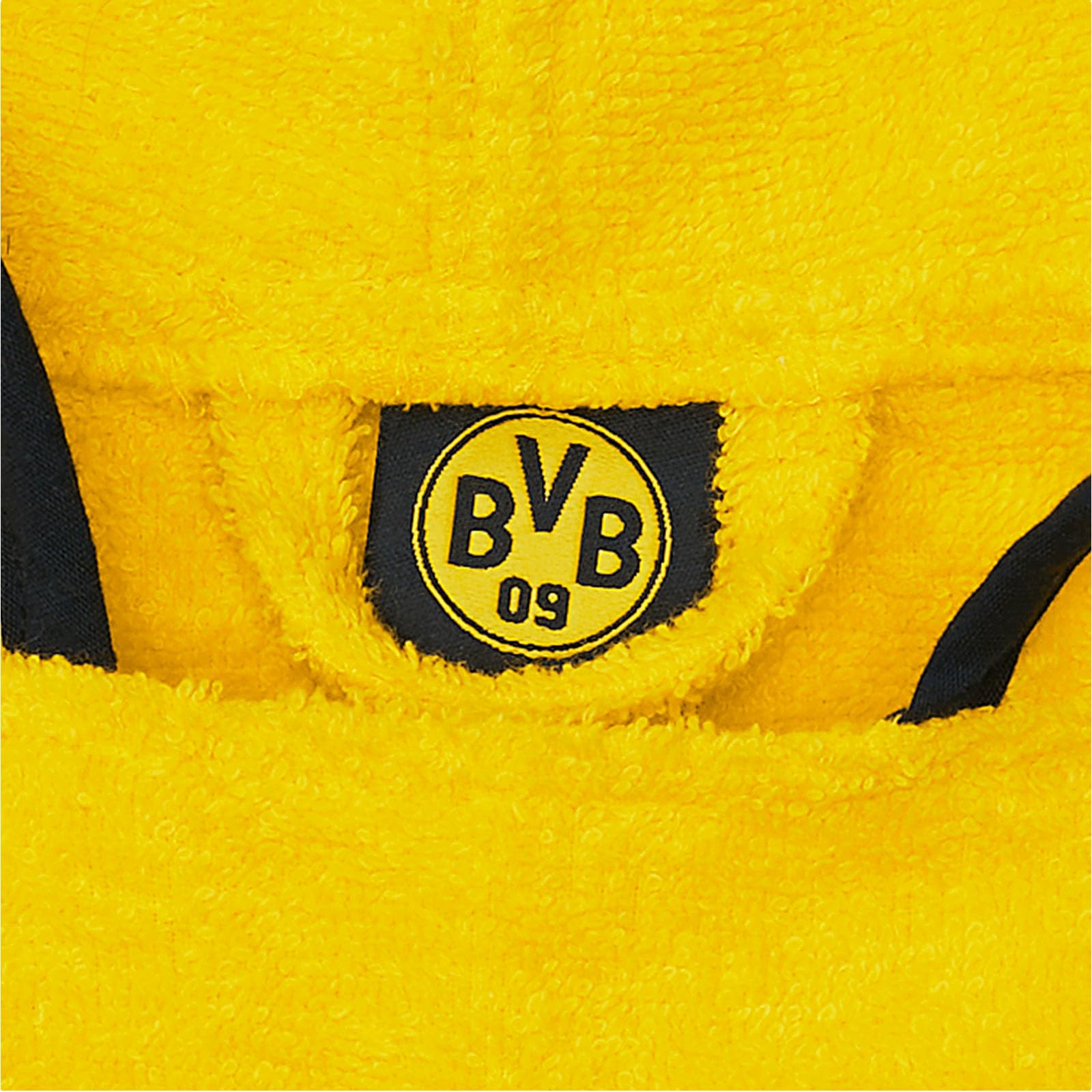 BVB BADEPONCHO 46 X 46 CM: Flauschiger Poncho für Kinder, Made in Europe, 100% Baumwolle, mit Kapuze, Kängurutasche und BVB-Logo