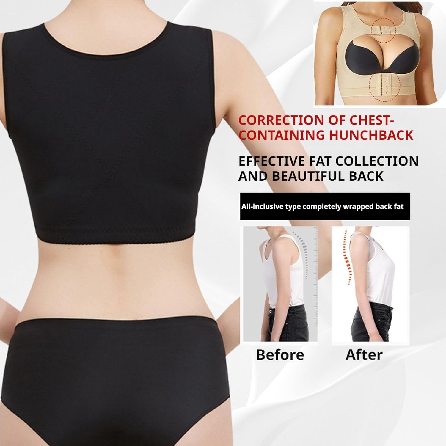 After Liposuction Surgery Chest Brace Push Up for Woemn Posture Corrector Back Brace Support Bra Shapewear Tops Vest