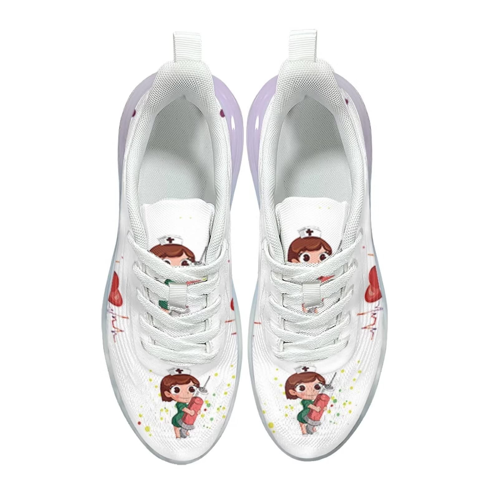 Damskie buty sportowe nastolatki sportowe sportowe wsuwane trampki damskie buty treningowe oddychające lekkie buty do biegania, Pielęgniarka Print 13, 36 EU