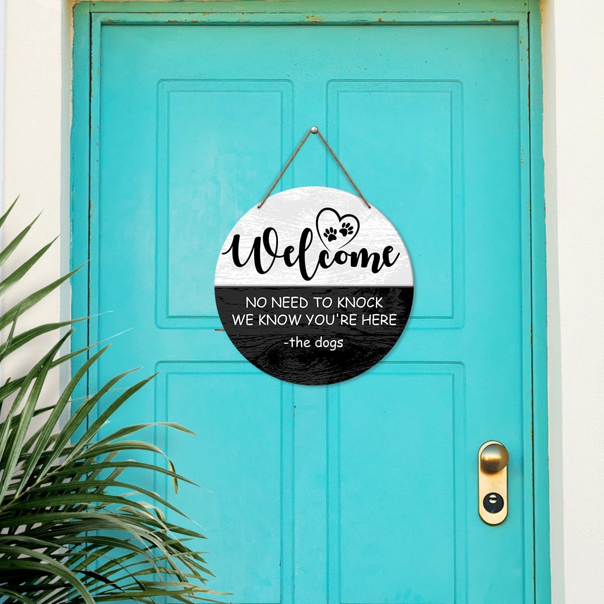 Funny Welcome Dog Decor Signs for Home Decor, Welcome Sign for Front Door, We Know You're Here, Gifts for Dog Lover Mom Dad - Image 3