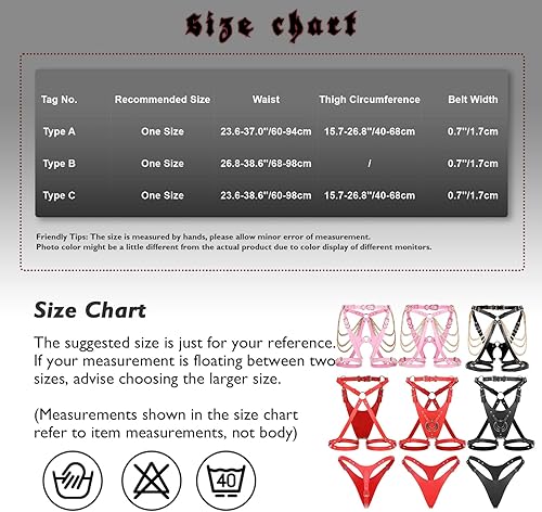 Miniatura 7 de Yanarno Arnés de cintura de cuero punk para mujer, con borla en la cintura, cinturón de látex para fiesta, cintura