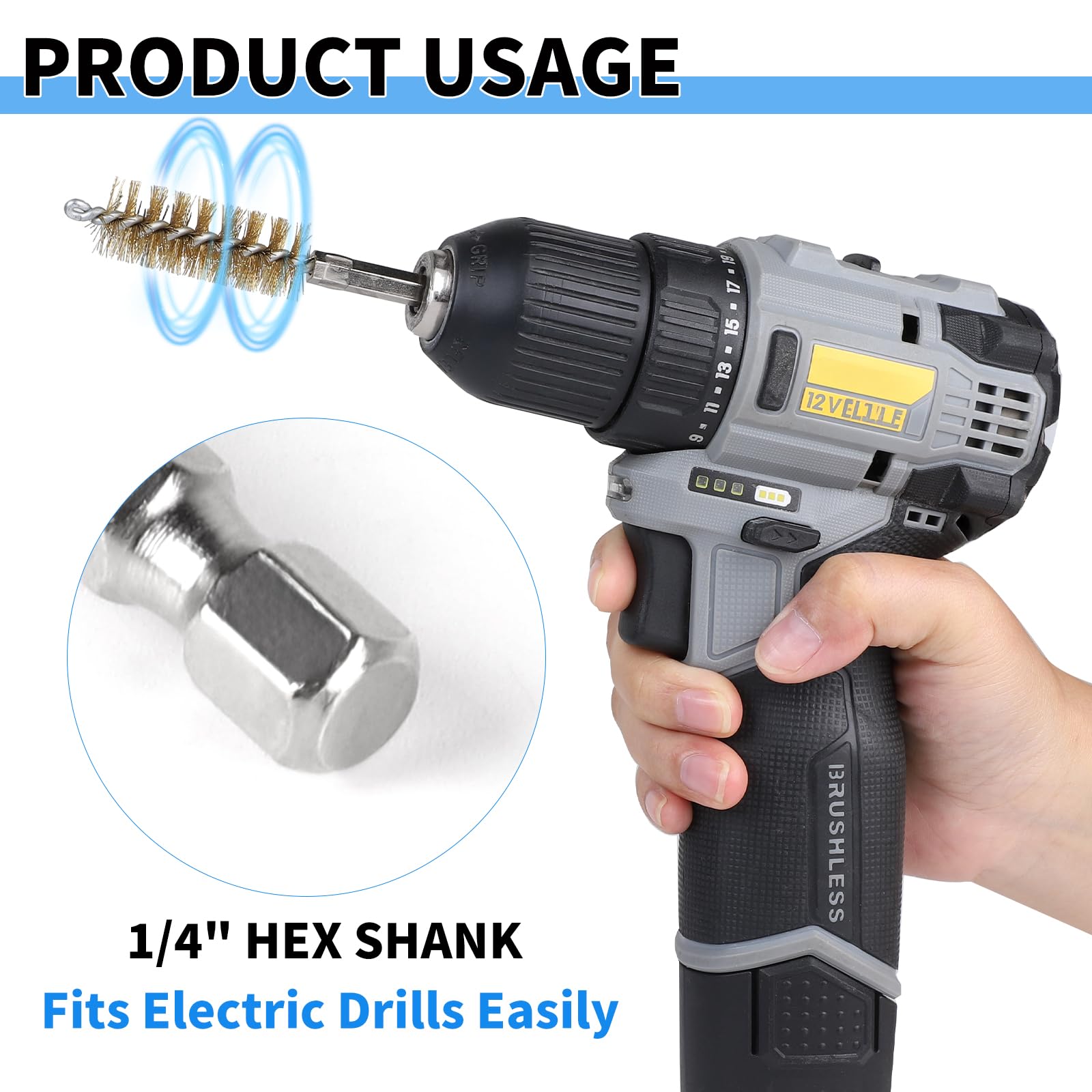SWAWIS 38 Pièces Nettoyage Puit Injecteur Acier Inoxydable / Nylon / Laiton ø8-19 mm Jeu de Brosses Avec Rallonge de 150 mm Idéal Pour le Nettoyage et le Déburrage