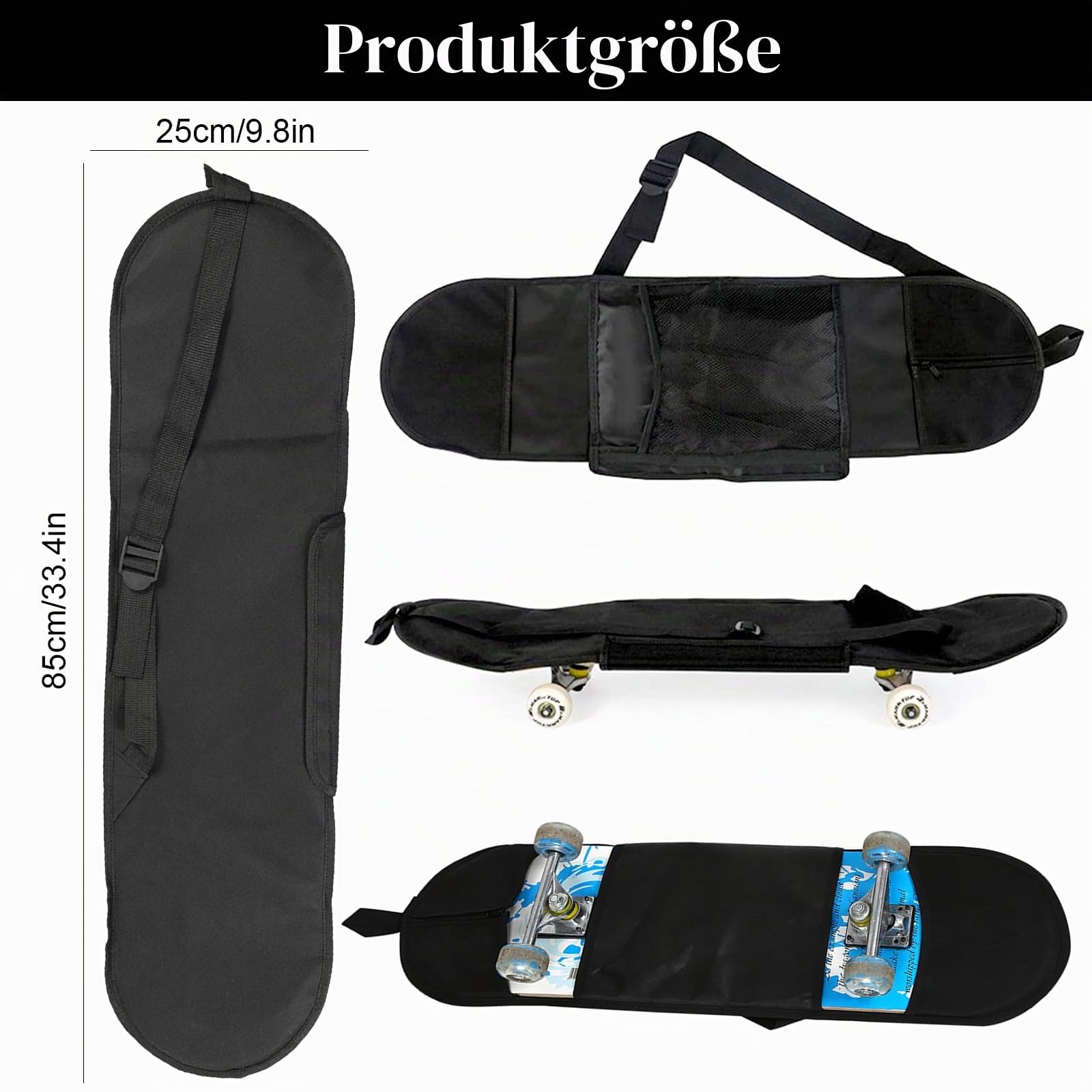 Longboard-Schutzhülle, Skateboard-Tasche, Transporttasche, Longboard, Rollen, Skateboard-Tasche, Longboardhülle, geeignet für Skateboards unter 31,4 Zoll