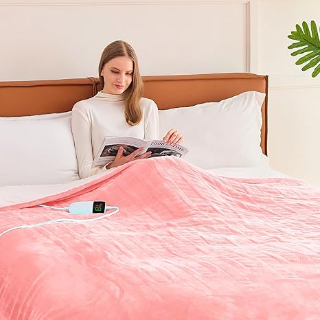 BOMOVA Heated Electric Blanket Full Size - 72" x 84" Heating Blanket with 10 Heating Levels & 8 Hours Auto Off, Warm Flannel Blanket with Over-Heat Protection, for Women, ETL & FCC Certified