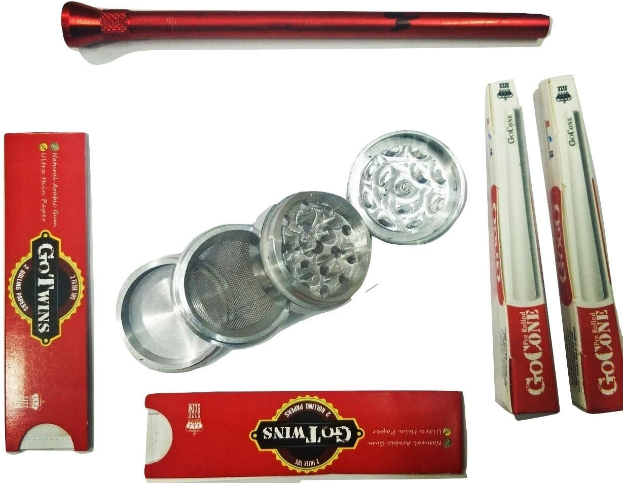 MEESA King Size Rolling Papers Combo | 2 GoGo Cone + 2 GoGo Twins + Bong Shooter + Herb Crusher