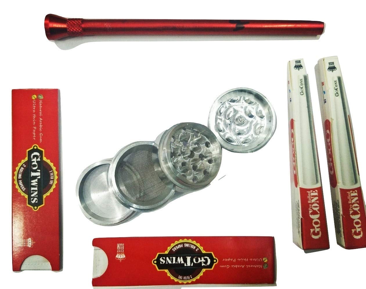 MEESA King Size Rolling Papers Combo | 2 GoGo Cone + 2 GoGo Twins + Bong Shooter + Herb Crusher