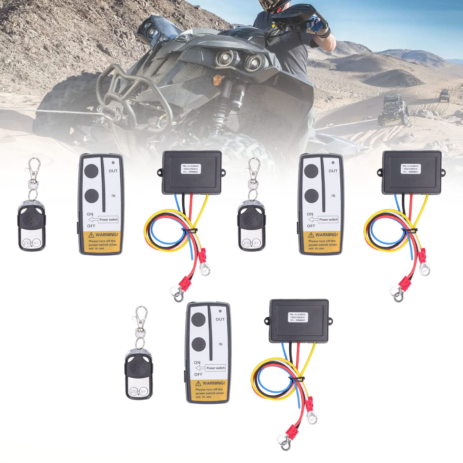 Kit de Control Remoto de Cabrestante Inalámbrico de Recuperación de 12V Y 24V para Camión, ATV, SUV, Controlador de Interruptor de Auricular, Conjunto de Interruptor de Control Remoto Inalámbrico de C