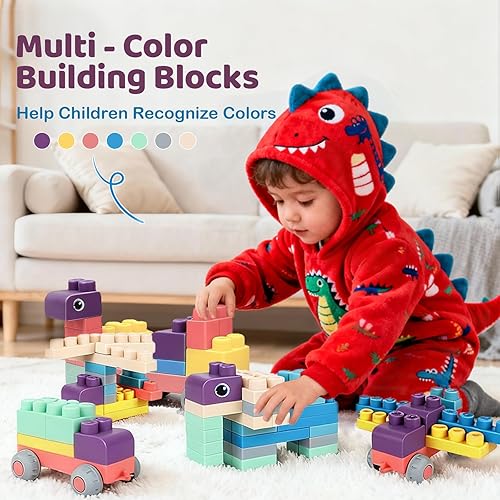 Miniatura 5 de Bloques de construcción suaves para niños pequeños de 1 a 3 años, juguetes apilables para el aprendizaje y desarrollo temprano, bloques de silicona