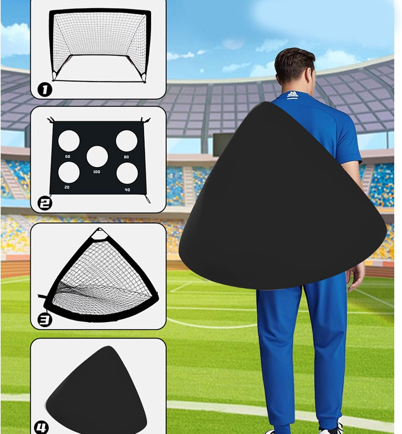 Multifunctional Outdoor Sports Equipment Football Goal 2 in 1 Design Foldable for Versatile Training Use Stable with Stakes