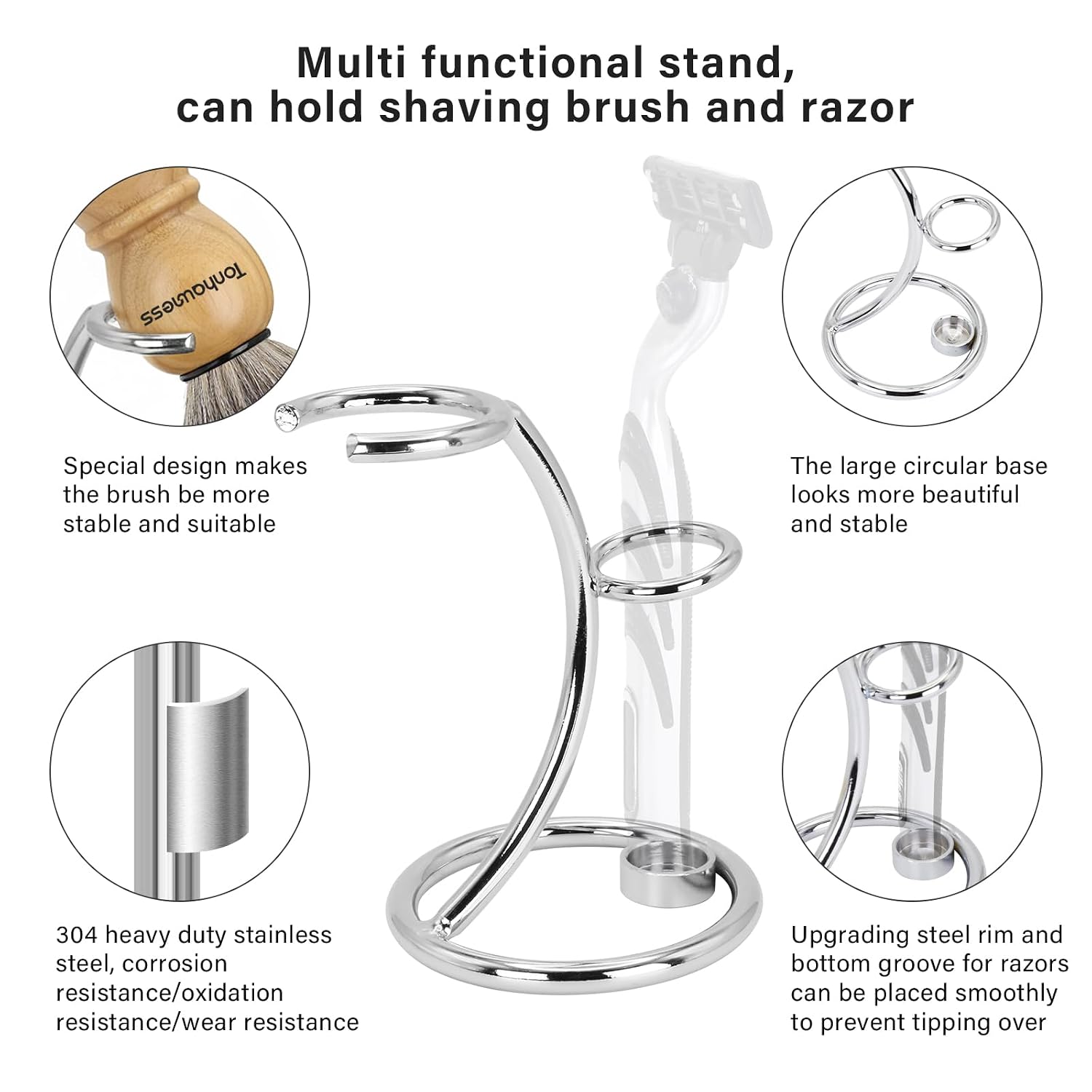 Shaving Brushes Kit For Men, 4 In 1 Shaving Brush Set Includes Badger Hair Shaving Brush, Stainless Steel Shaving Bowl, Shaving Stand and Shaving Soap