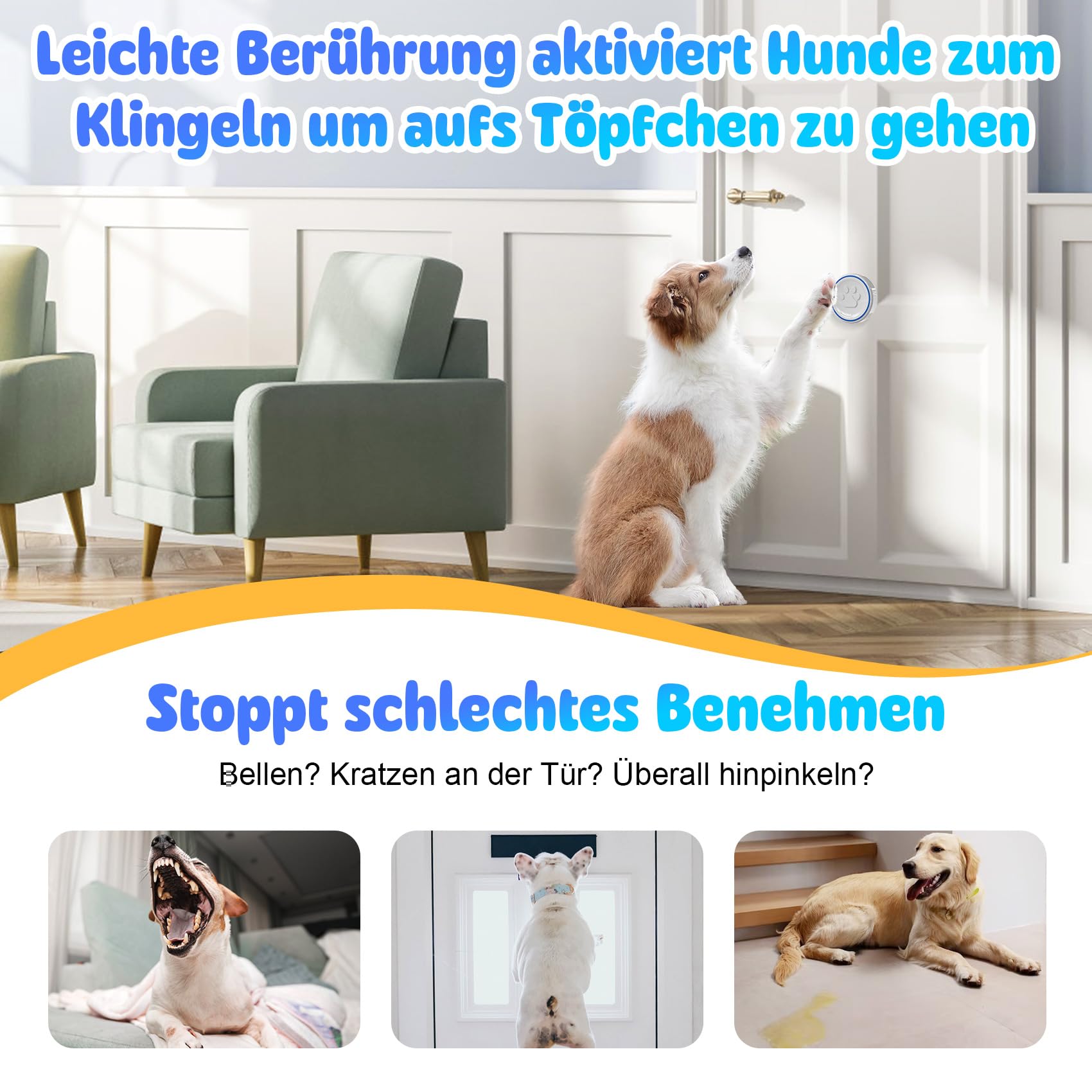 DAYTEE Mobile Türklingel, WiFi Tuya Smart Doorbell, Touch Outdoor Waterproof Doorbell (Weiß 1*Empfänger +2*Sender)