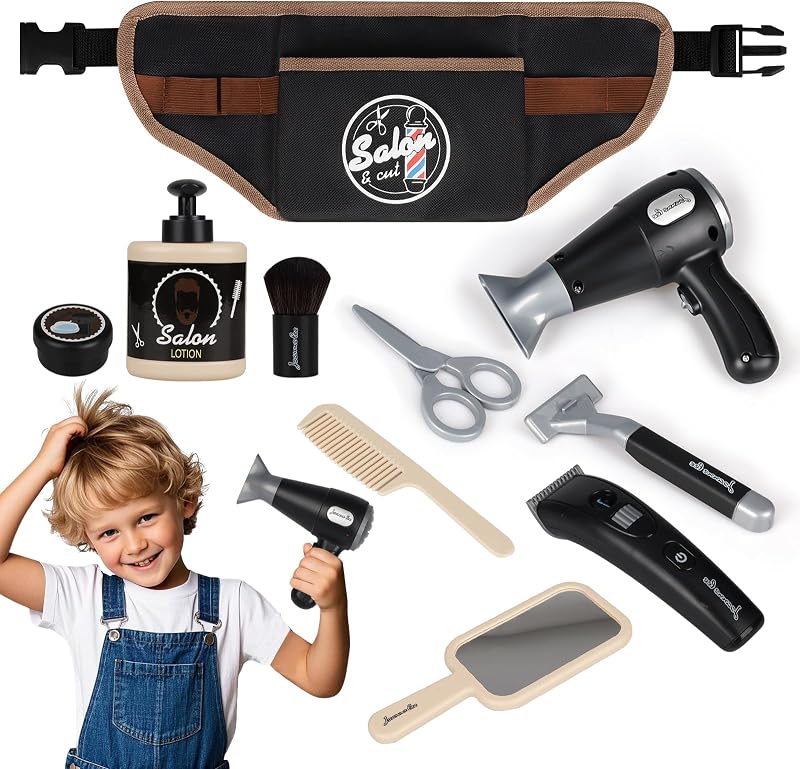 Kids Barber Shop Pretend Play Toy-Toddler Hair Salon Toys Playset-Kids Shaving Kit for Boys,Gift Suitable Boys Ages 3+