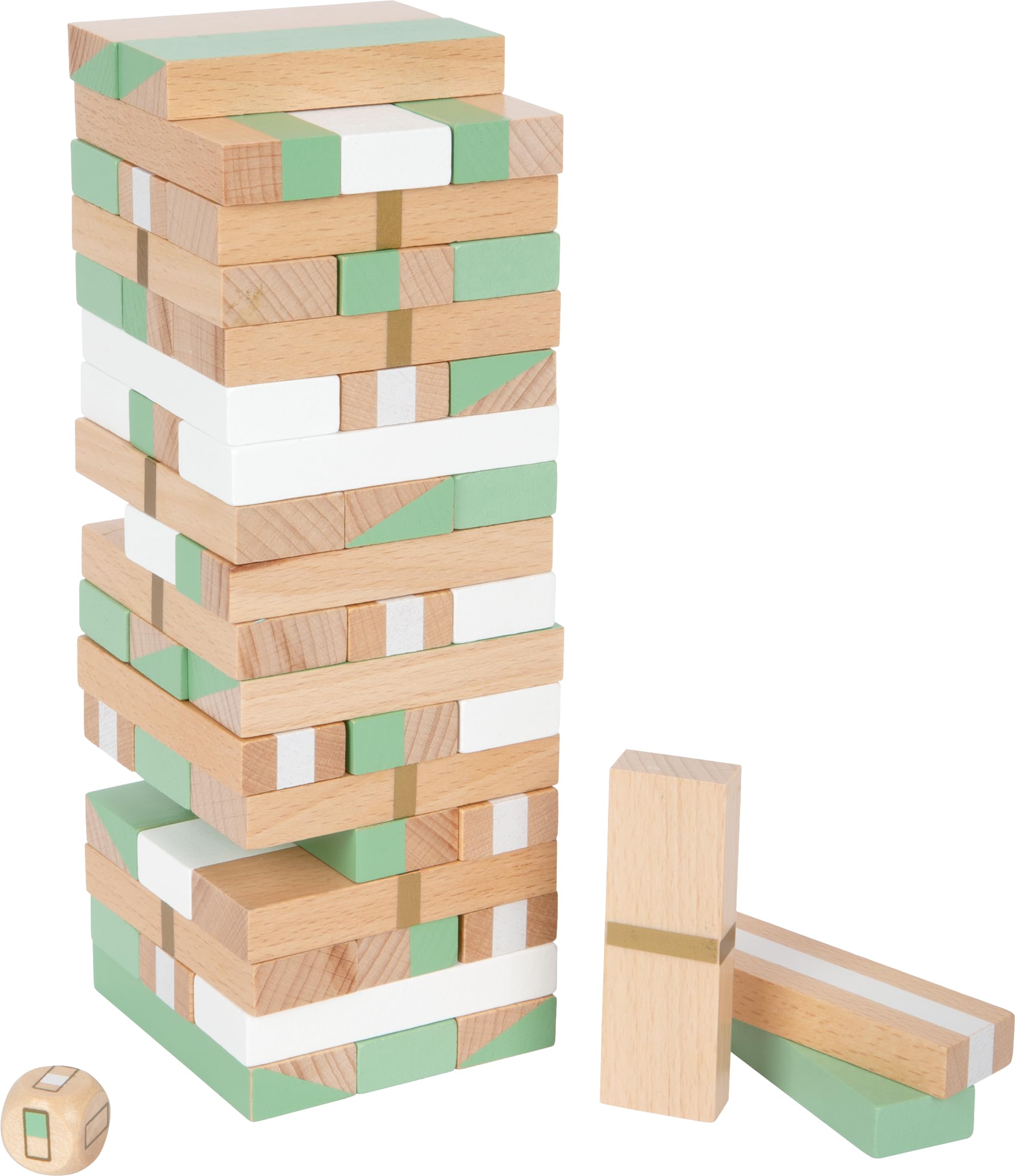 Gioco Torre Traballante In Legno 54 Mattoncini Colorati – Con Dado, Per Abilità E Concentrazione, 73x25x12 Mm, Altezza Torre 214 Mm