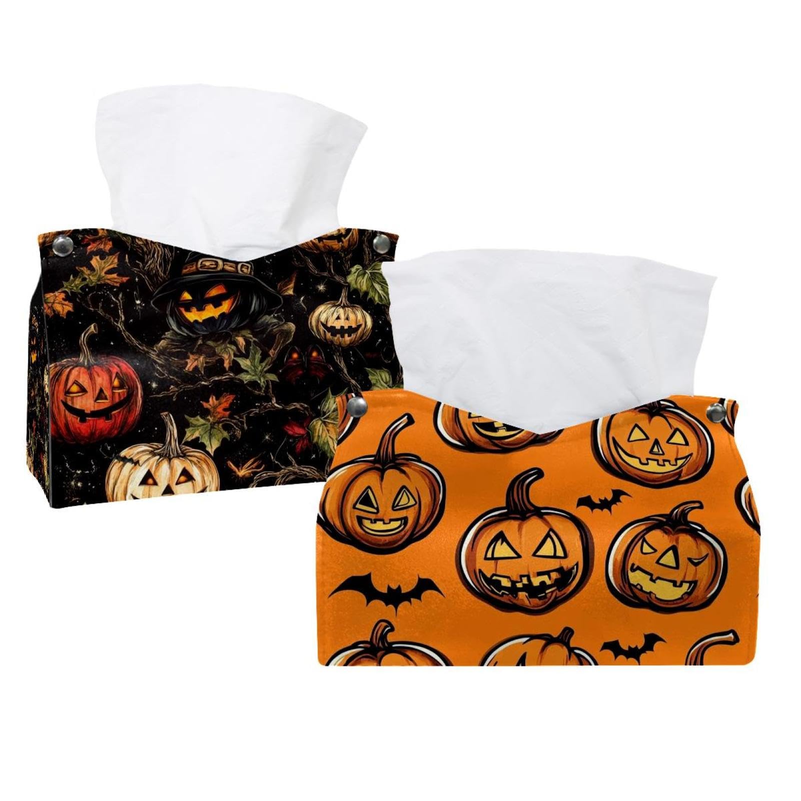 Boîte à mouchoirs en cuir Halloween : organisateur de table haut de gamme pour intérieur chic