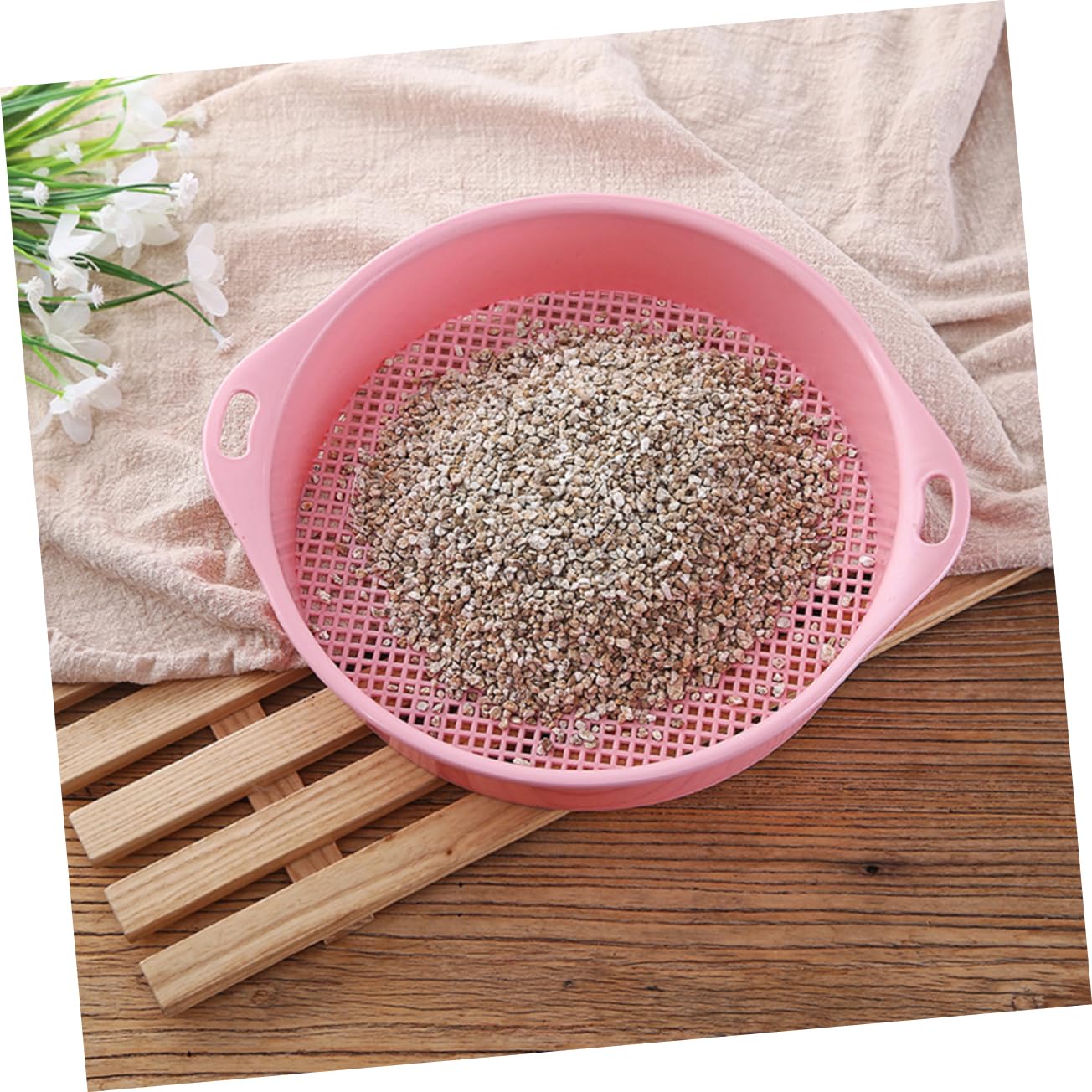 Sosoport 4-Piece Plastic Mesh Sieve Garden Tool for Soil Stone Filtering Lightweight Easy to Handle for Balcony and Mini Gardens Random