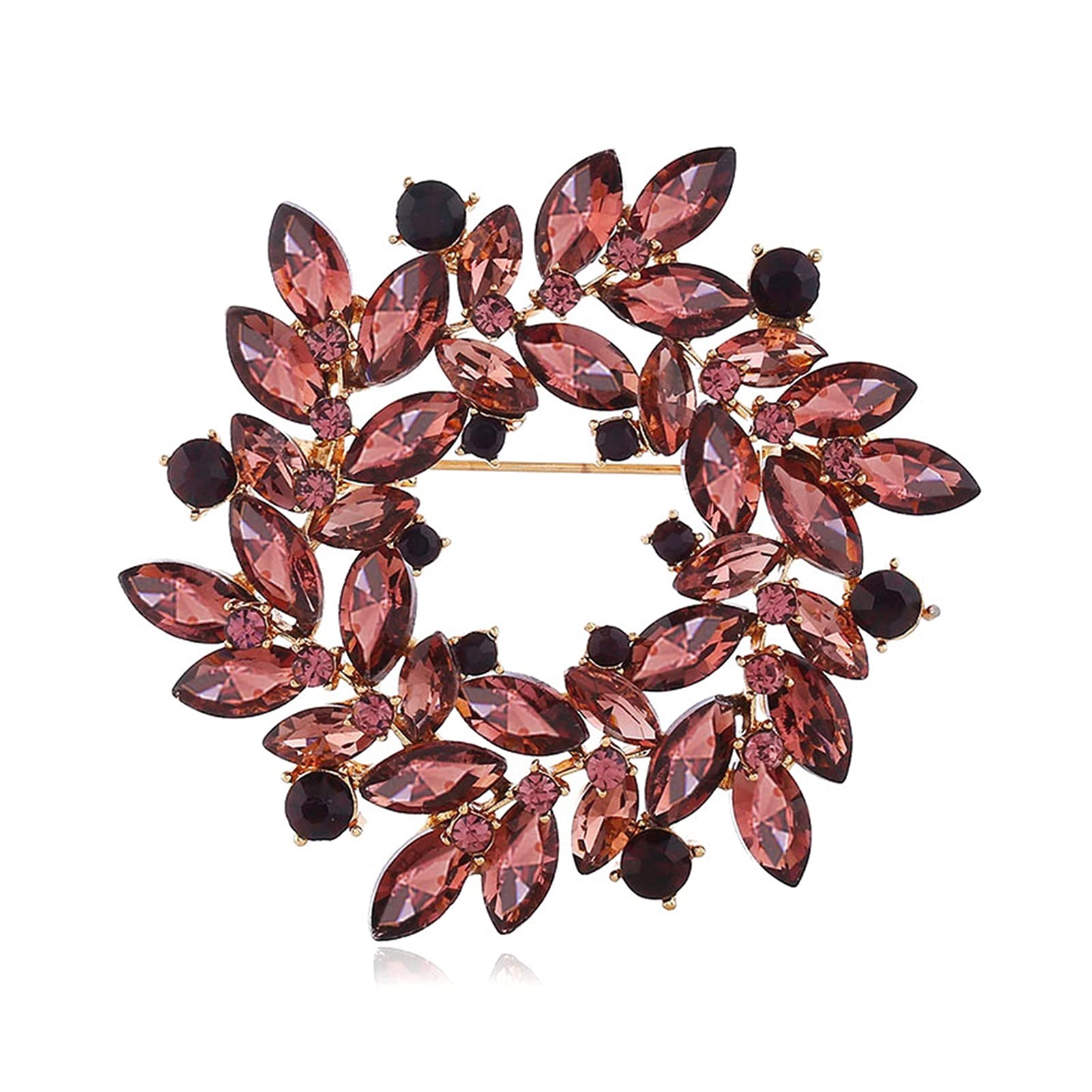 RWRAPS 3-farbige Kristall-Kranz-Blumen-Brosche, modische Broschen für Damen, Modeschmuck, feines Geschenk (Metallfarbe: Blauer Kristall) ()