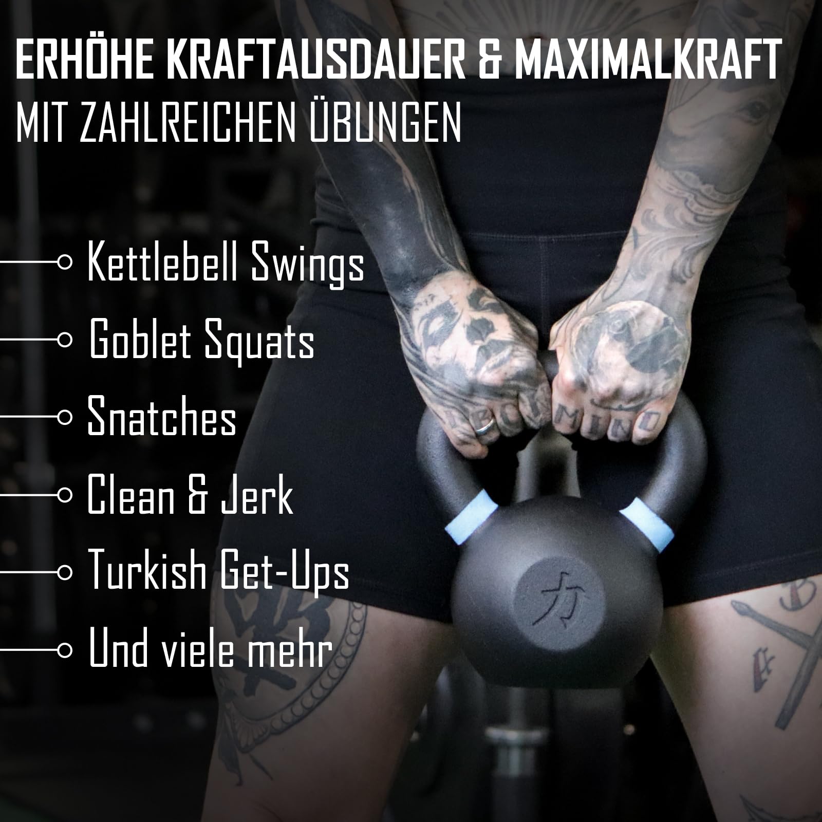 Strength Shop Kettlebell Gusseisen mit ergonomischem Griff (4kg - 64kg), Extrem Robust & Langlebig, Kugelhantel mit Gewichts-Farbmarkierung & Schwarzpulver-Beschichtung, ideal für Ganzkörpertraining