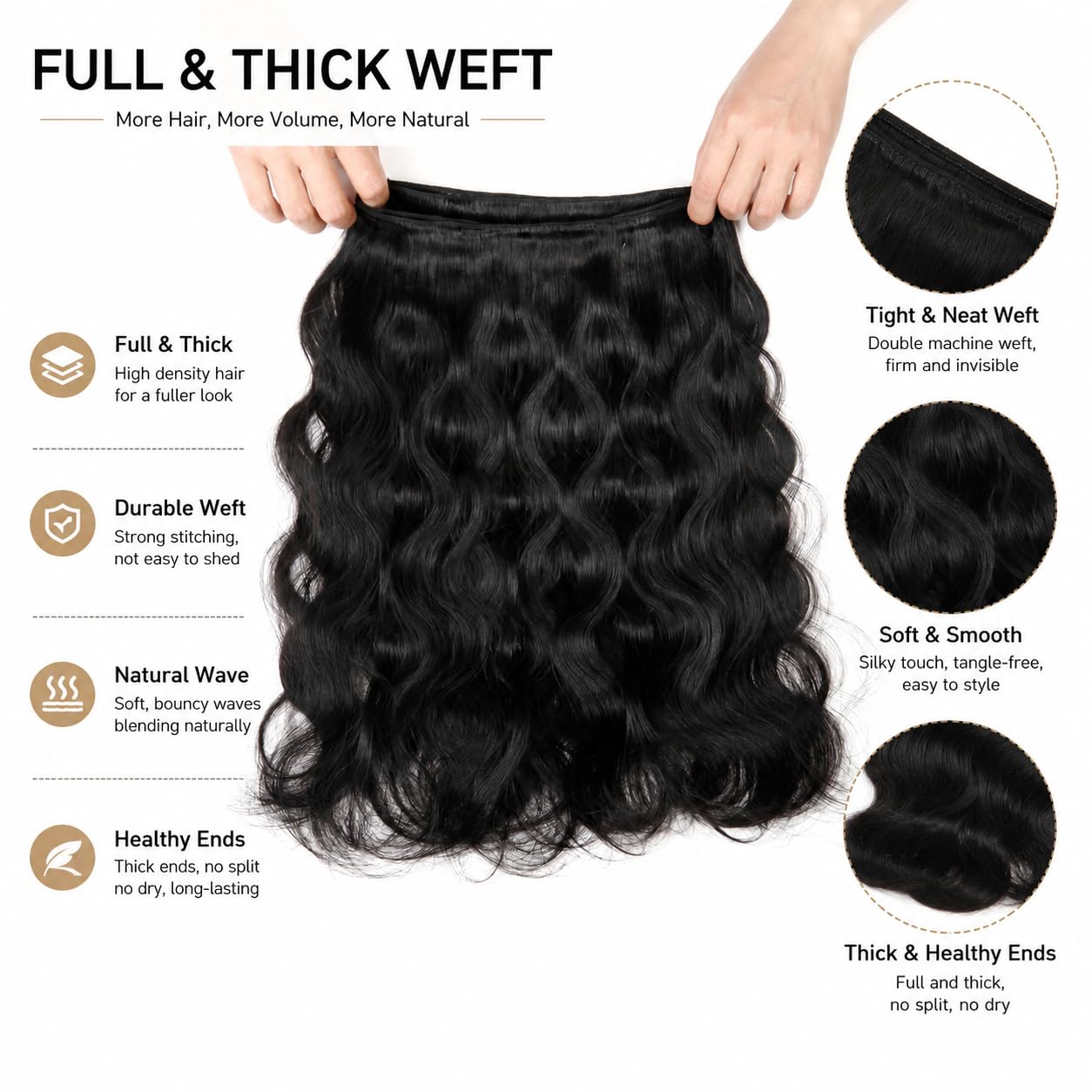 12A Brazilian Human Hair Bundles 26 inch Body Wave 1 Bundle Virgin Hair Bundles Body Wave Human Hair Sew in Weave Natural Black Color Hair