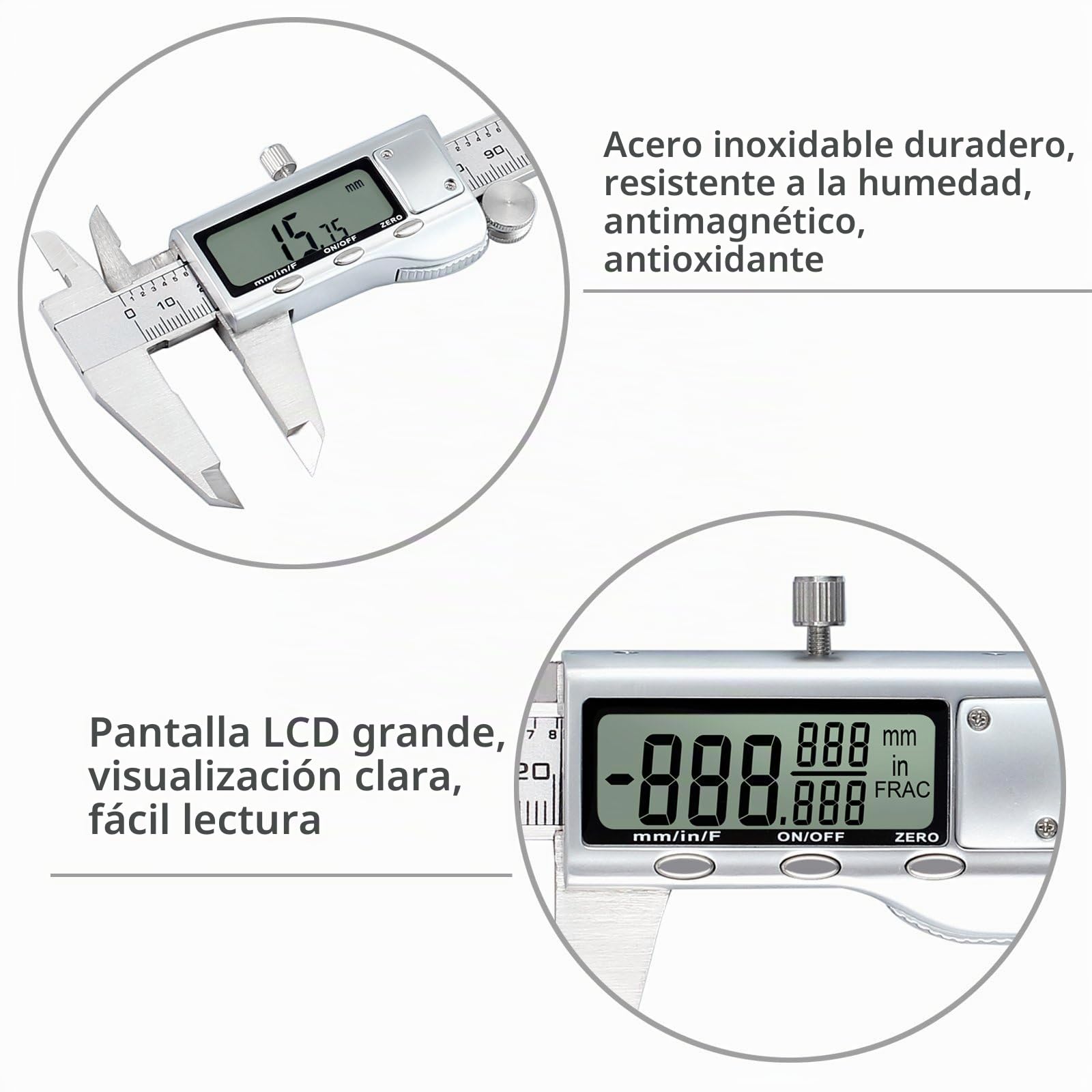 Proster Calibre Digital Pie de Rey 0-150mm 6 Pulgadas Calibrador Electrónico Acero Inoxidable