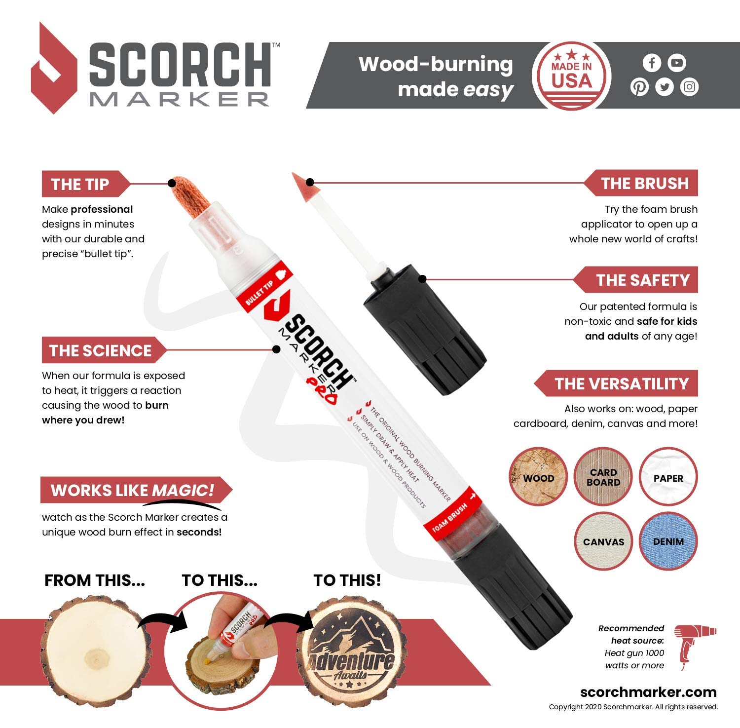 Buy Scorch Marker Pro, Non Toxic Chemical Wood Burning Pen Heat