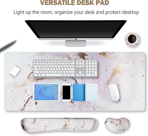 Miniatura 63 de ARTSO Juego de alfombrillas de mouse grandes para juegos, soporte para reposamuñecas para teclado + cojín de muñeca para mouse + alfombrilla de