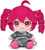 8 Inch Red 3D Drill Twin Tail Ponytail Collectible Anime Character Kasane Teto Plush Collectible Pink-Green Costume Cute Pillow