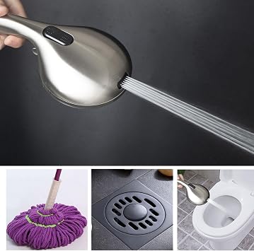 High Pressure 10 Mode Handheld Shower Head - Anti Clogging Nozzles, Built-in Power Wash, Cleans Bathtubs, Tiles and Pets, Extra Long Hose + Stand, Shower Set