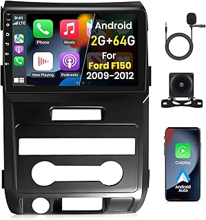 2+64G Android 13 Car Stereo for Ford F150 2009-2012 with Wireless Apple Carplay and Android Auto, 9inch Touchscreen Radio Support Bluetooth WiFi GPS Navigation FM RDS SWC + AHD Backup Camera