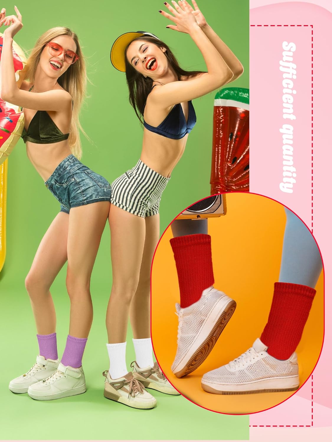 24 Pairs Womens Cotton Socks Solid Color Crew Socks Colorful Lightweight Sock for Gym Athletic, 20 Colors - Image 5