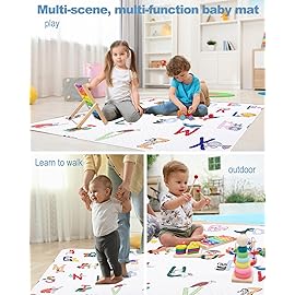 50x50 Play Mat for Playpen Foldable Baby Play Large Tummy Time Mat, Non Slip Washable Baby Play Mats for Floor, Portable Travel Crawling Mats for Toddlers and Infants