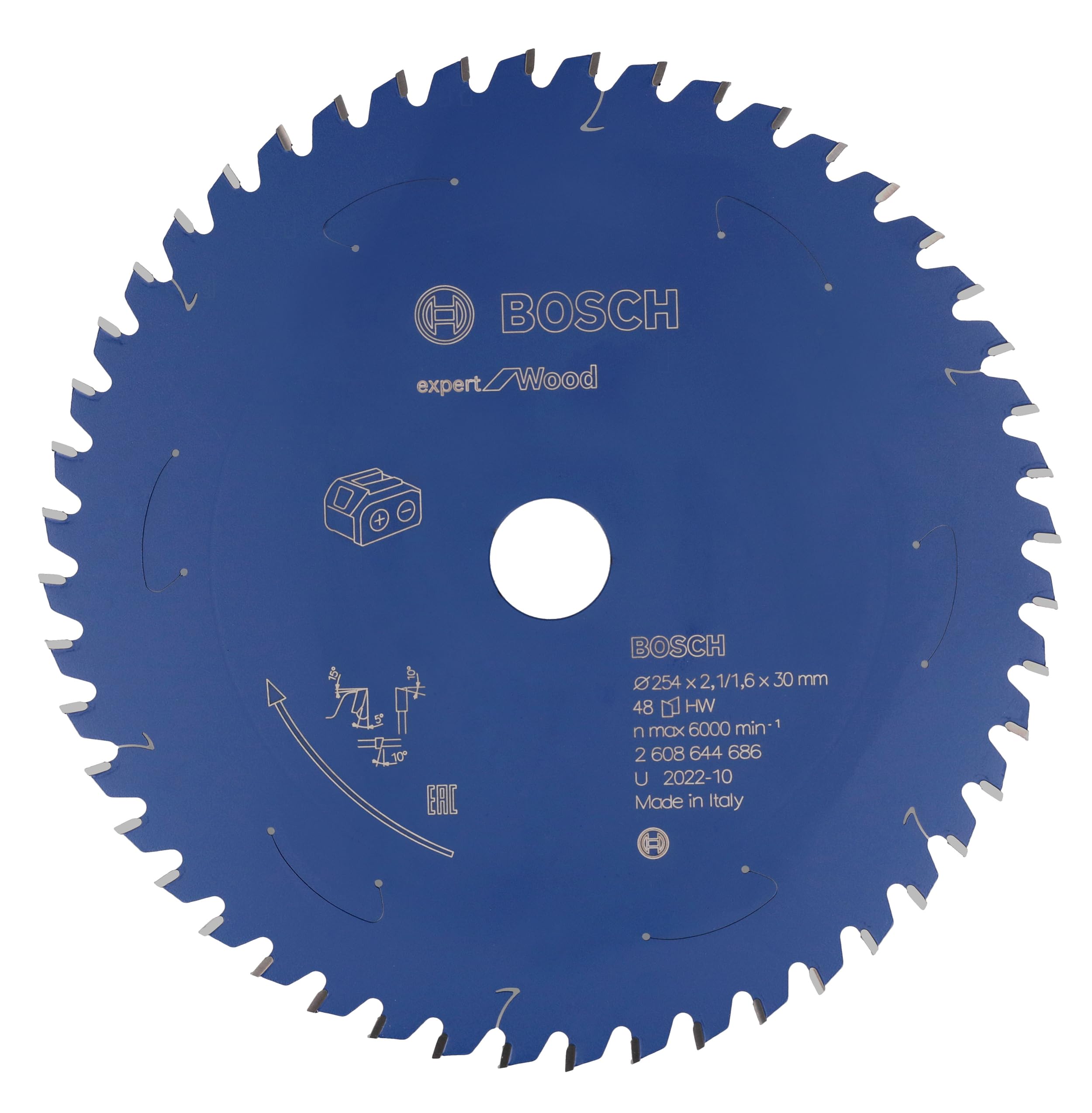 Bosch Professional 1 x tarcza tarczowa Expert do drewna (Ø 254 x 2,1/1,6 x 30 mm, 48 zębów, akcesoria akumulatorowa piła tarczowa)