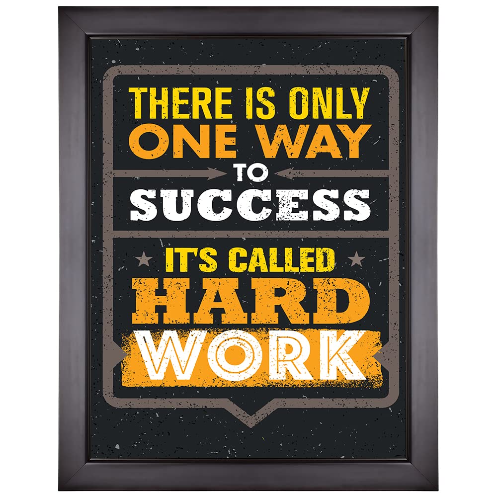 Kaameri Bazaar Motivational Framed Poster Quote – There is Only One Way To Success its Called Hard Work - For Office and Study Room