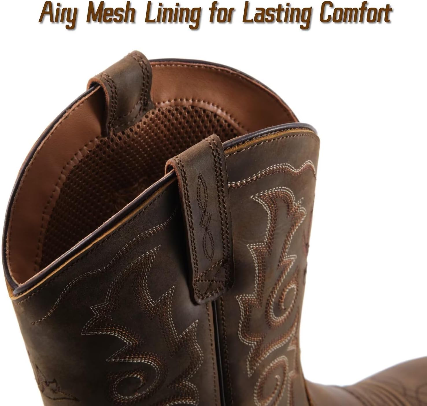 SUREWAY Cowboy Boots For Men - Mens Square Toe Western Boot,Oil/Slip Resistant,Durable Fashionable Classic Pull on 10 Inch Wellington Boots - Soft Toe Work Boots - Image 6