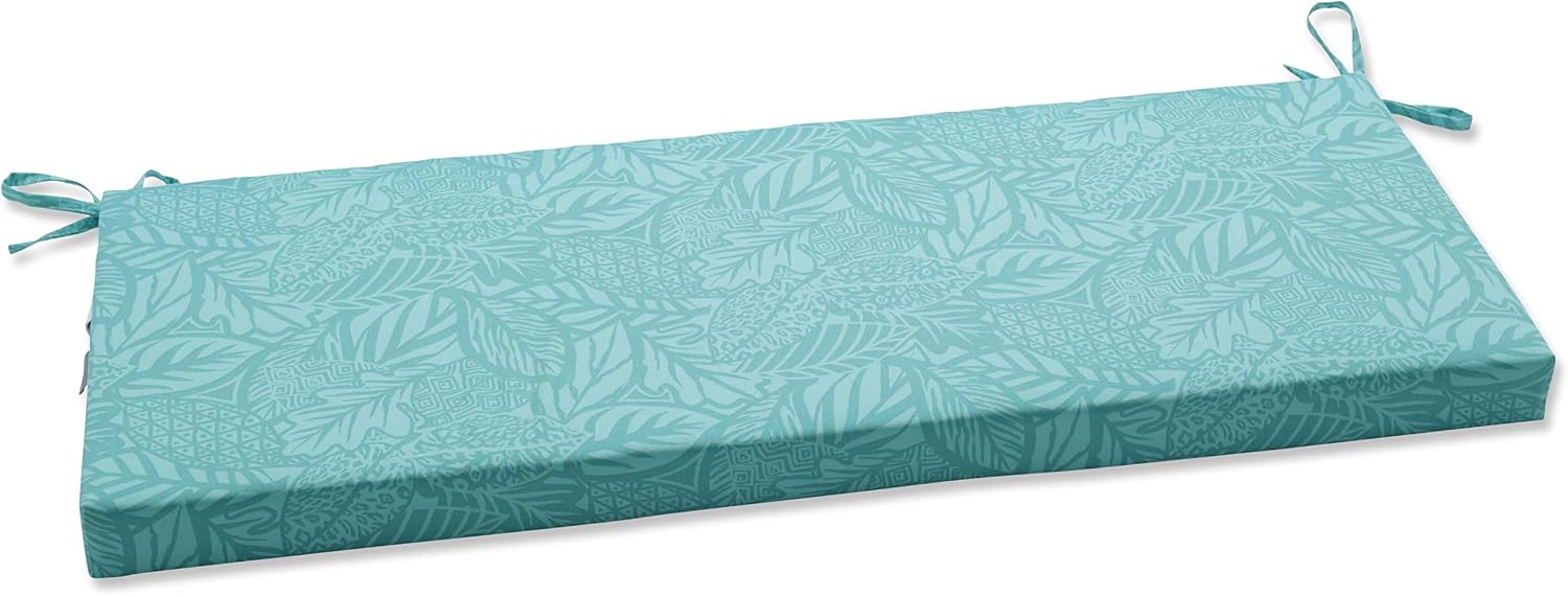Pillow Perfect Tropic Floral Indoor/Outdoor Sofa Setee Bench Swing Cushion with Ties, Weather, and Fade Resistant, 18" x 45", Green/Ivory Key Cove, 1 Count