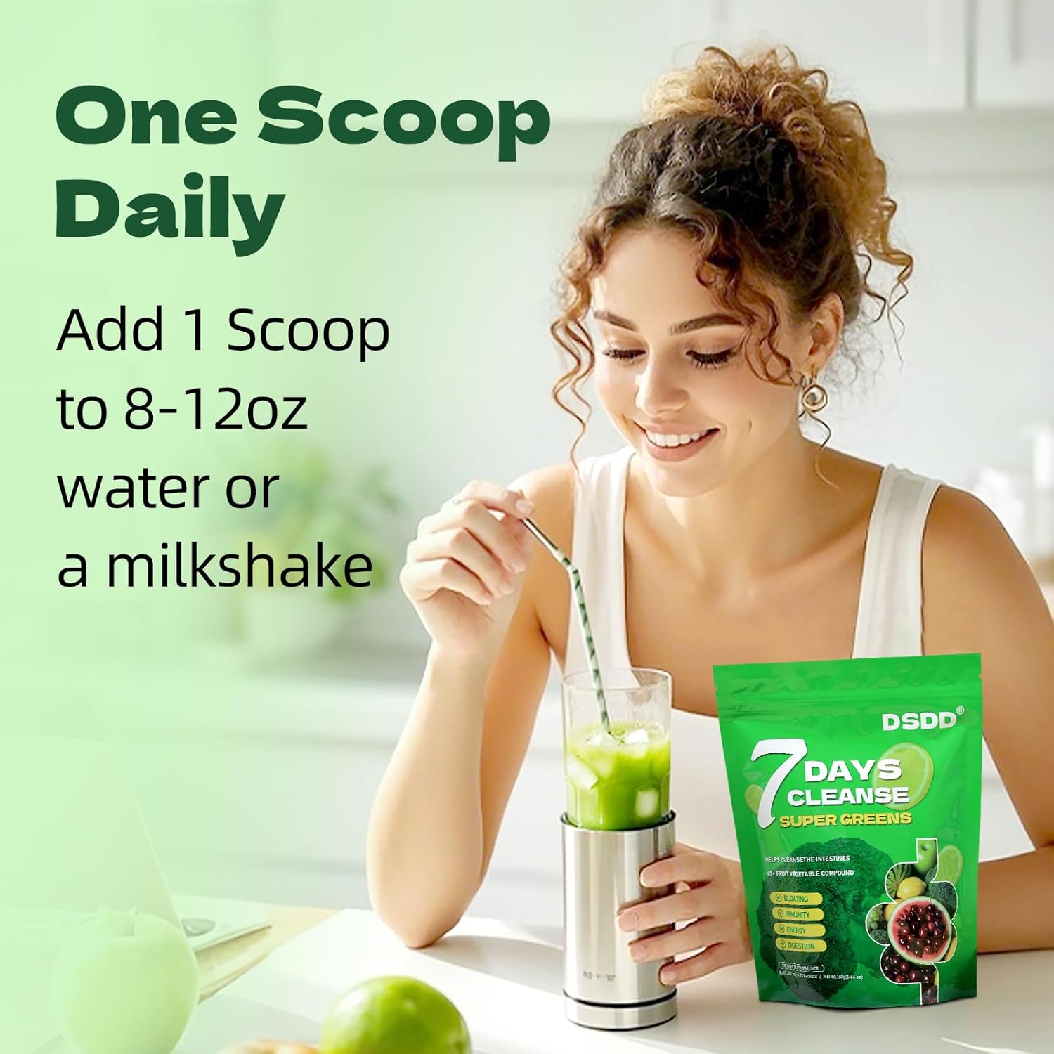 Organic Super Greens Powder, Greens Superfood Powder for Digestion, Gut Health, Immunity & Energy with Probiotics, Moringa, Spirulina Chlorella - Gluten Free, Green Juice 20 Servings - Image 6