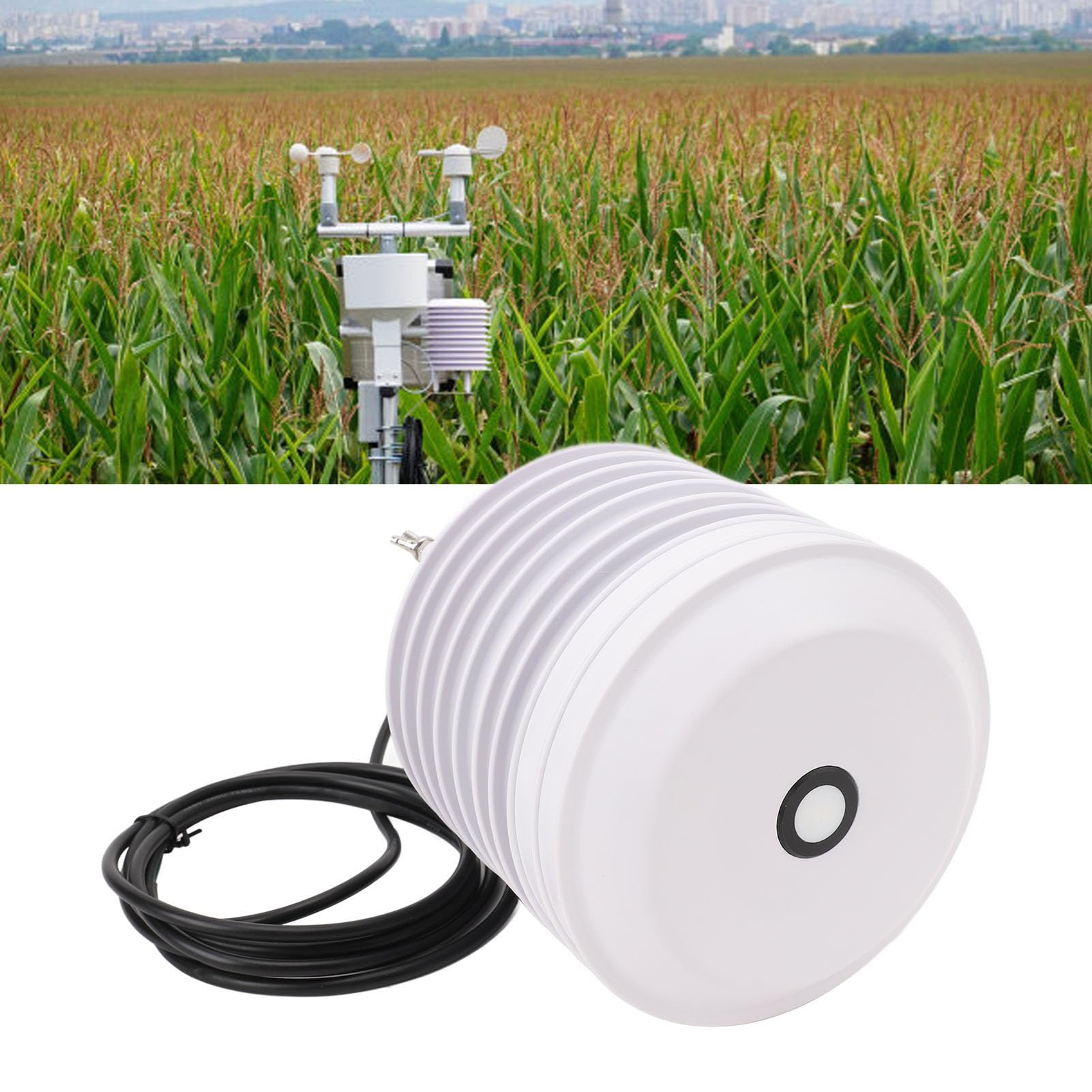 Czujnik pogody Louver Box 4 w 1, urządzenie do monitorowania otoczenia na świeżym powietrzu, natężenie światła, CO2, pomiar temperatury i wilgotności, ze stabilnym ABS (YGC-BYX-M-KV-A2)