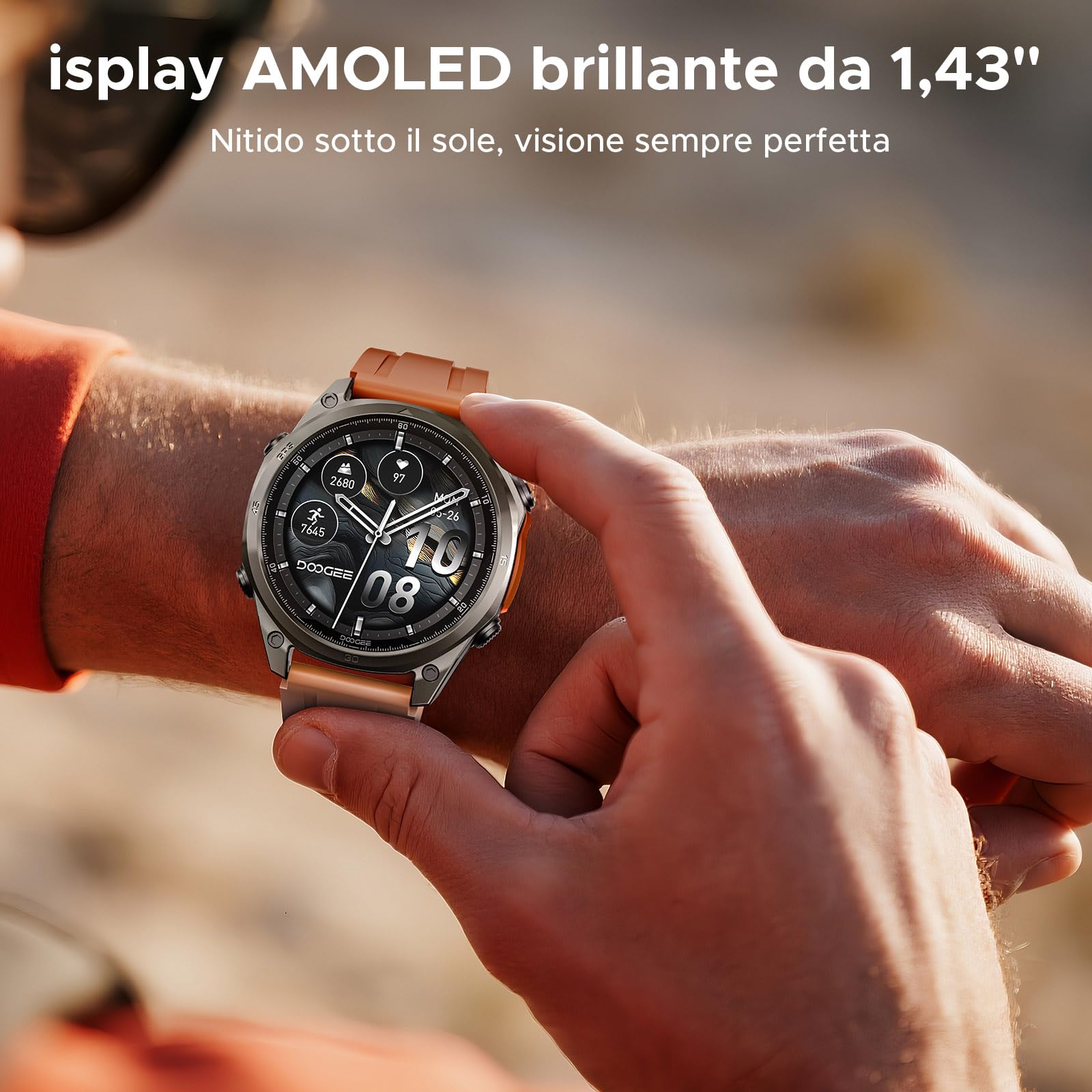 DOOGEE Orologi Anywise W1 Pro Smartwatch uomo,GPS Dual-Band & Mappe Offline, 5 ATM, 18 Giorni Autonomia, Display AMOLED HD 1,43", 170+ Modalità Sport,Chiamate Bluetooth,Compatibile con Android/iOS