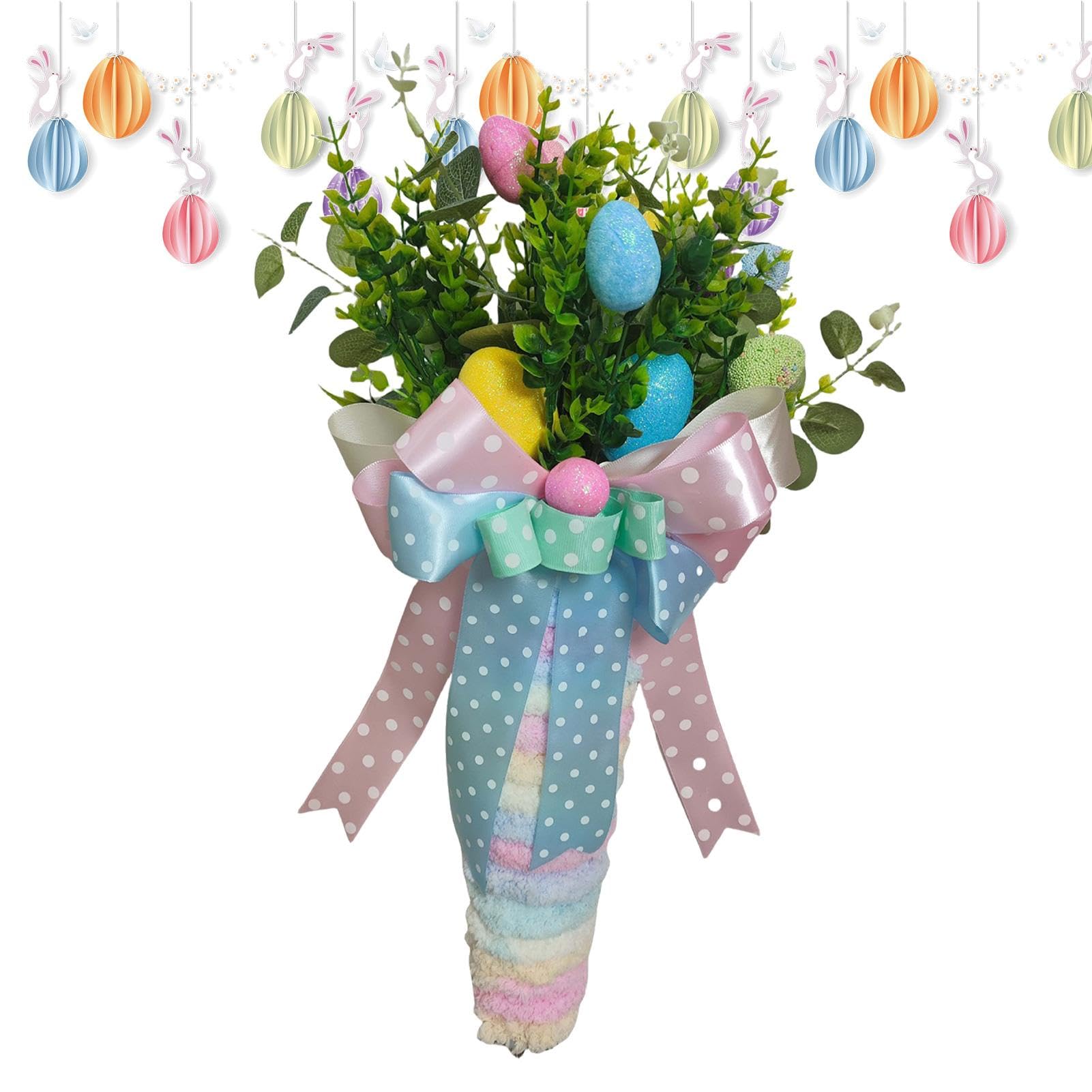 Décoration de printemps extérieure et couronne carotte Pâques