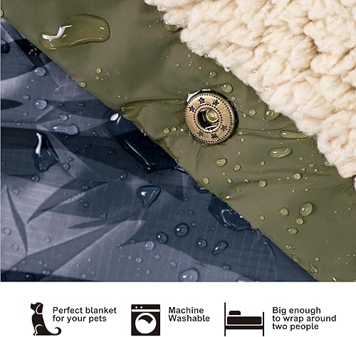 Miniatura 5 de Kawagebo - Manta de forro polar Sherpa para acampar al aire libre con bolsa impermeable plegable, manta de campamento suave y cálida 3 en 1, manta